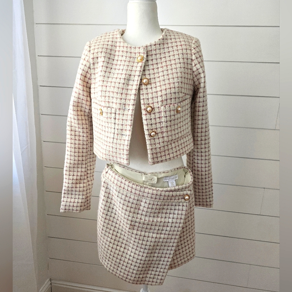 NWT House Of Harlow 1960 Twead Business Suit Skort and Jacket 2 Piece set